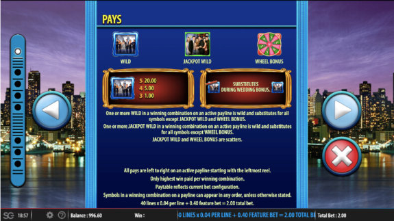 Friends Slots Paytable