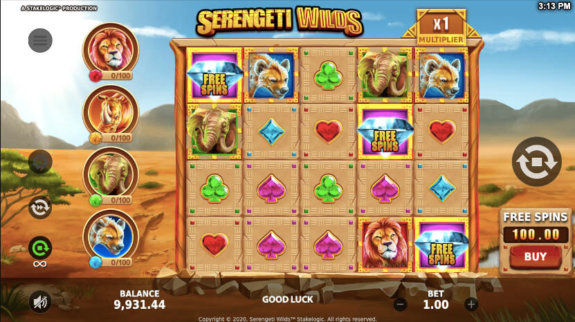 Serengeti WIlds Free Spins