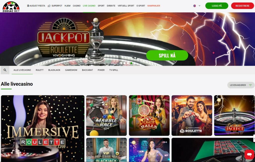 Zodiacbet Casino Review Live Casino NO